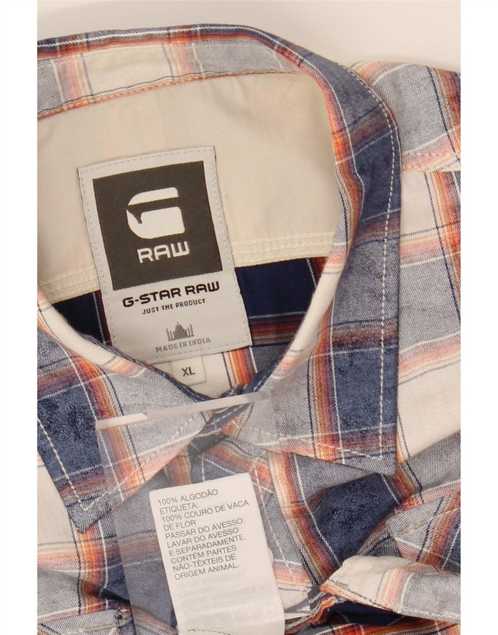 G-STAR Mens Short Sleeve Shirt XL Blue Check Cotton Vintage G-Star and Second-Hand G-Star from Messina Hembry 