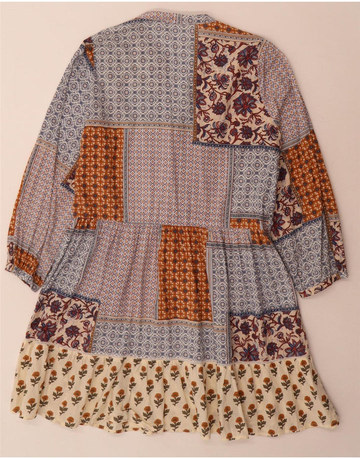 Zara ženska višeslojna haljina dugih rukava UK 10 Small Multicolored Patchwork