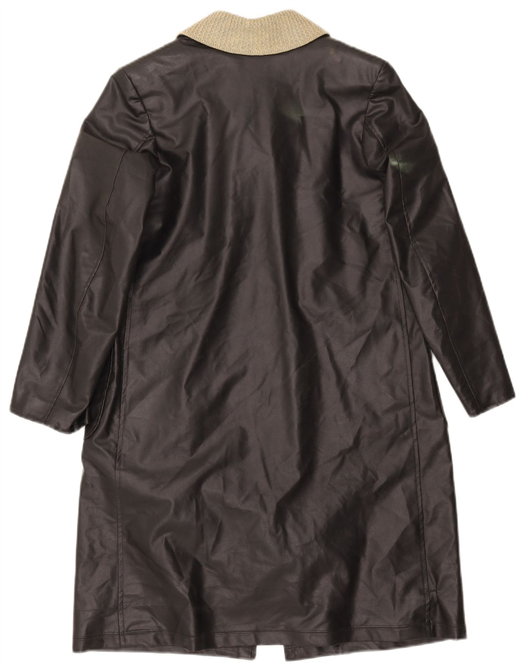 VINTAGE ženski kožni kaput UK 12 srednje crne boje