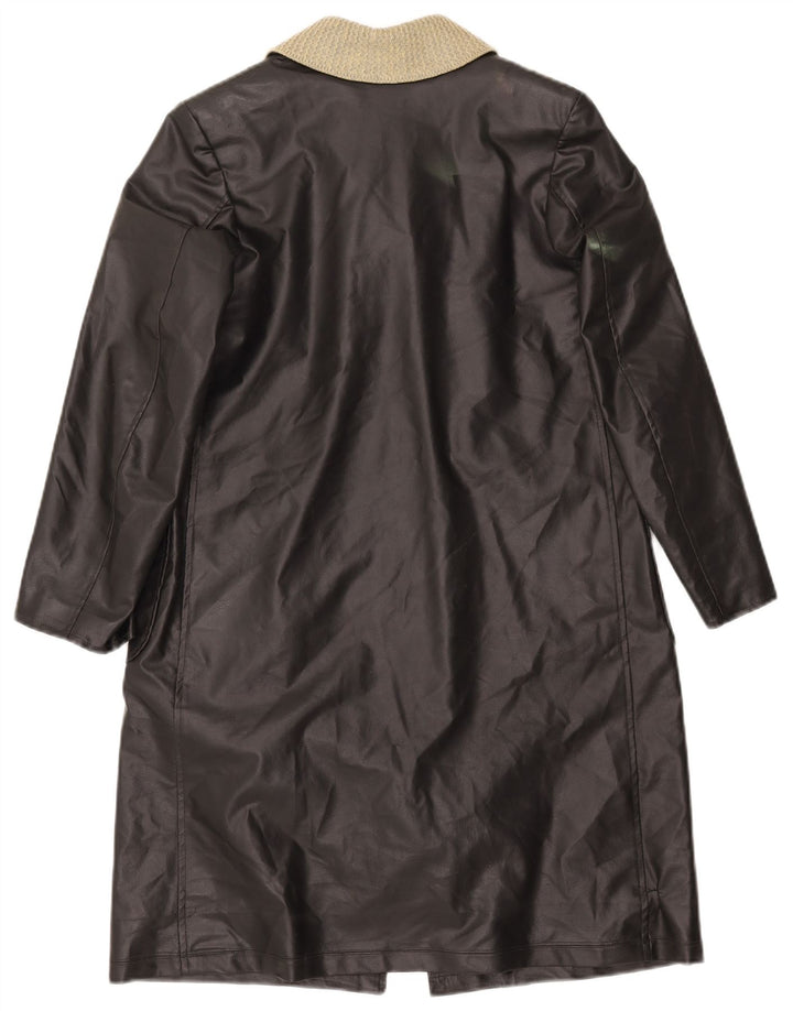 VINTAGE ženski kožni kaput UK 12 srednje crne boje