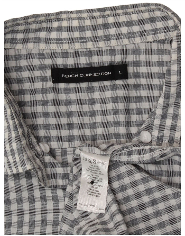 French Connection muška košulja Large Grey Gingham pamuk