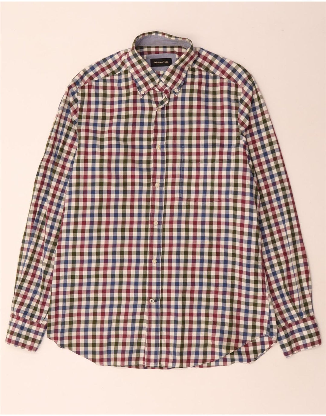 MASSIMO DUTTI Muška flanelska košulja srednje boje, pamuk od ginghama