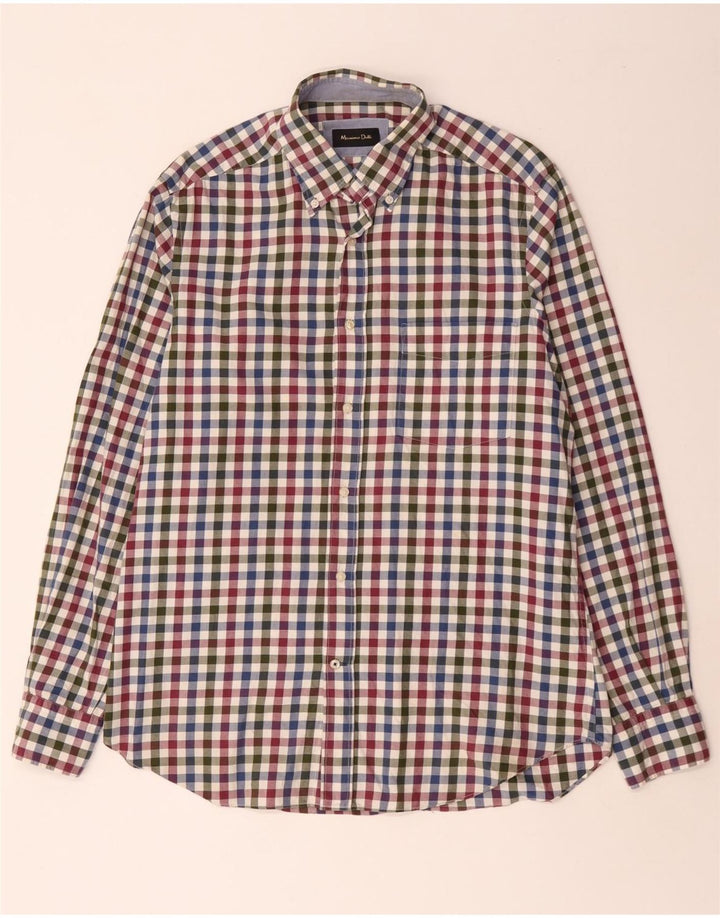 MASSIMO DUTTI Muška flanelska košulja srednje boje, pamuk od ginghama