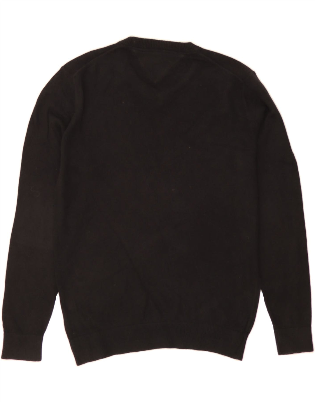 TOMMY HILFIGER Mens V-Neck Jumper Sweater Medium Black Cotton Vintage Tommy Hilfiger and Second-Hand Tommy Hilfiger from Messina Hembry 