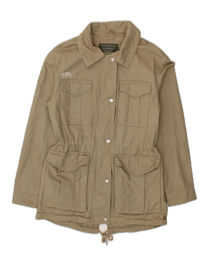 SUPERDRY Womens Utility Jacket UK 10 Small  Khaki Cotton Vintage Superdry and Second-Hand Superdry from Messina Hembry 