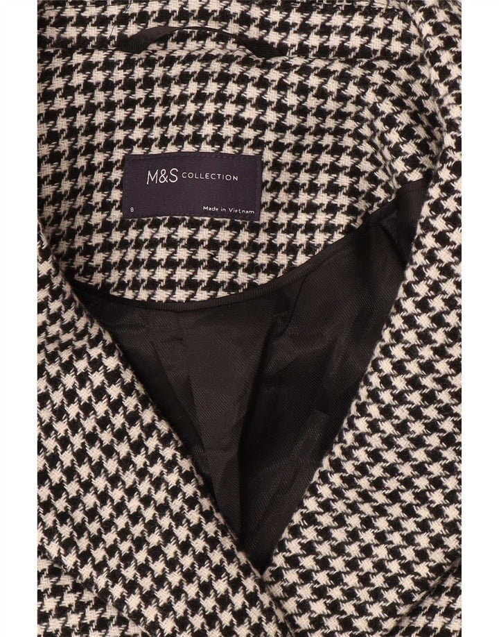 Marks & Spencer ženski kaput s dvostrukim kopčanjem UK 8 Mali crni houndstooth