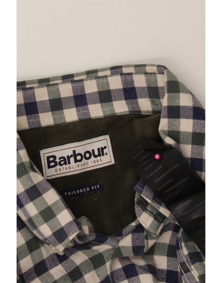 Barbour muška flanelska košulja kroja srednje plave boje od gingham pamuka