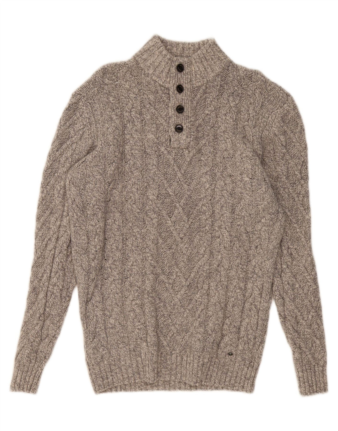 WESTBURY Muški džemper s dugmadima i ovratnikom srednje sive vune