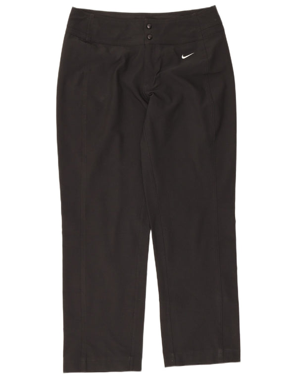 Nike ženske ravne ležerne hlače UK 8/10 male W29 L27 crni poliester