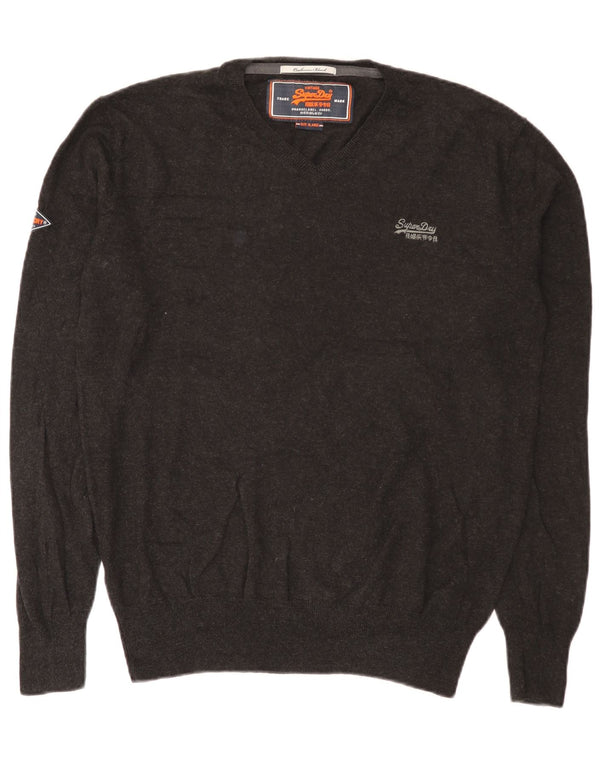 Superdry muški džemper s V-izrezom XL sivi pamuk
