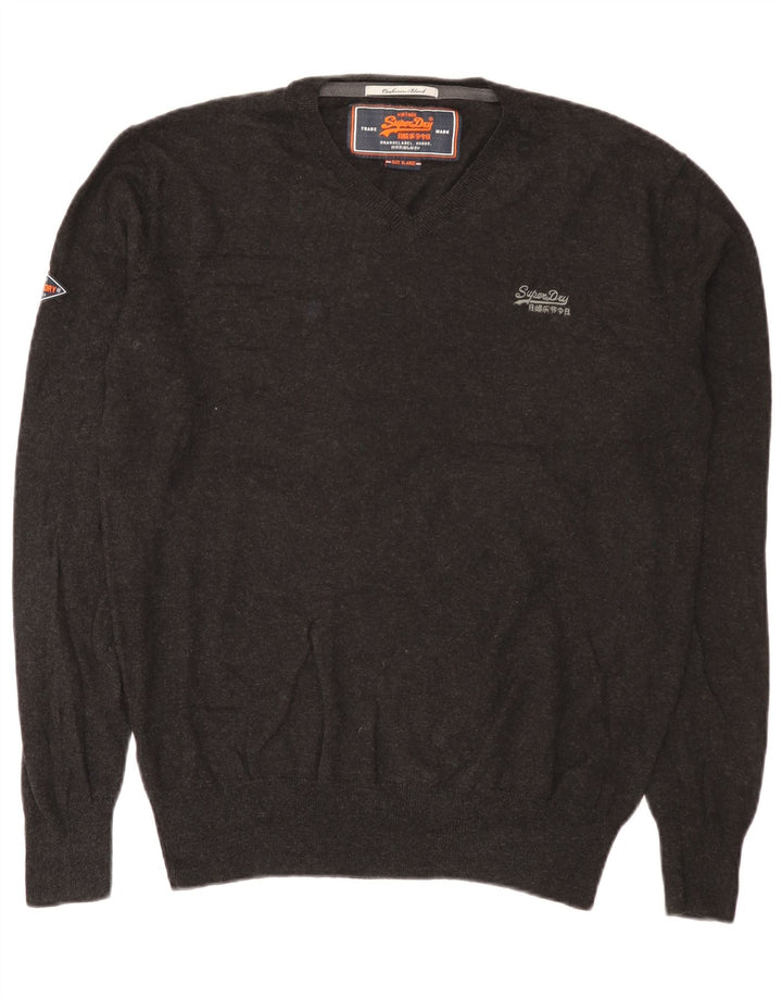 Superdry muški džemper s V-izrezom XL sivi pamuk