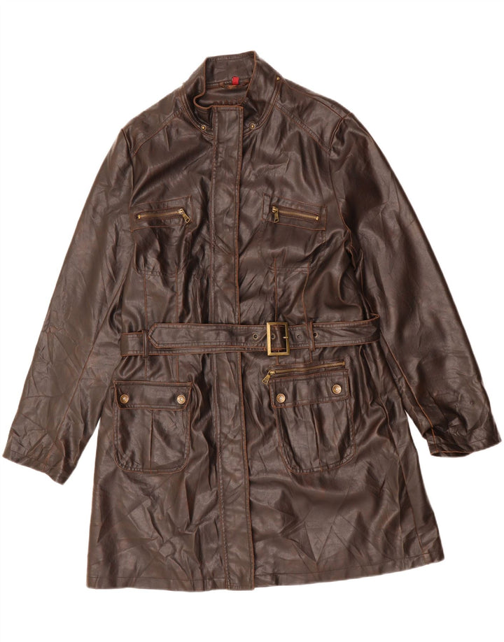 BIAGGINI Womens Oversized Leather Coat IT 48 XL Brown