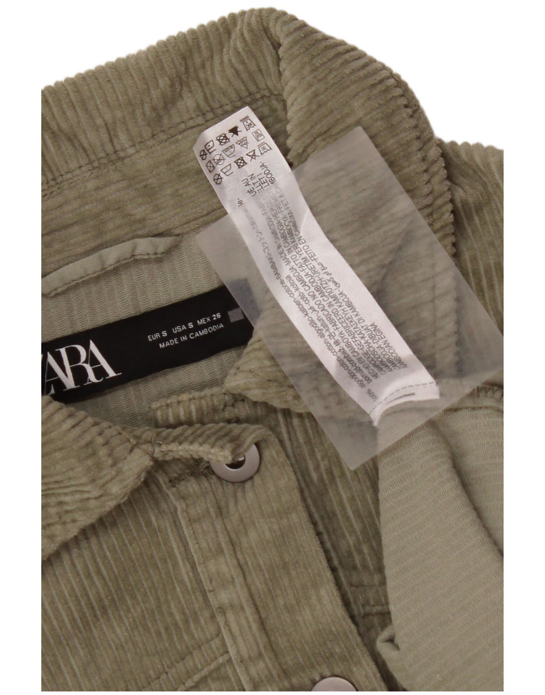 ZARA ženska prevelika košulja od samta UK 10 Mali zeleni pamuk