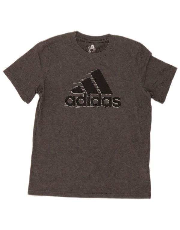 Adidas majica kratkih rukava s grafičkim motivima za dječake 10-11 godina, srednje sivi pamuk