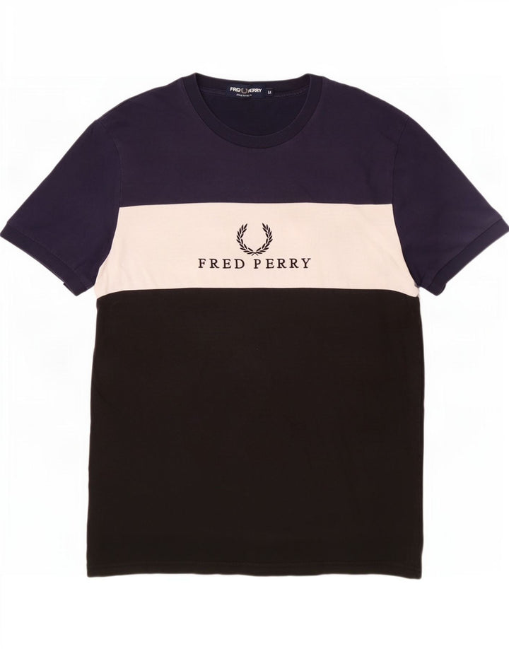 Fred Perry muška majica kratkih rukava s grafičkim motivima srednje crne boje, pamuk