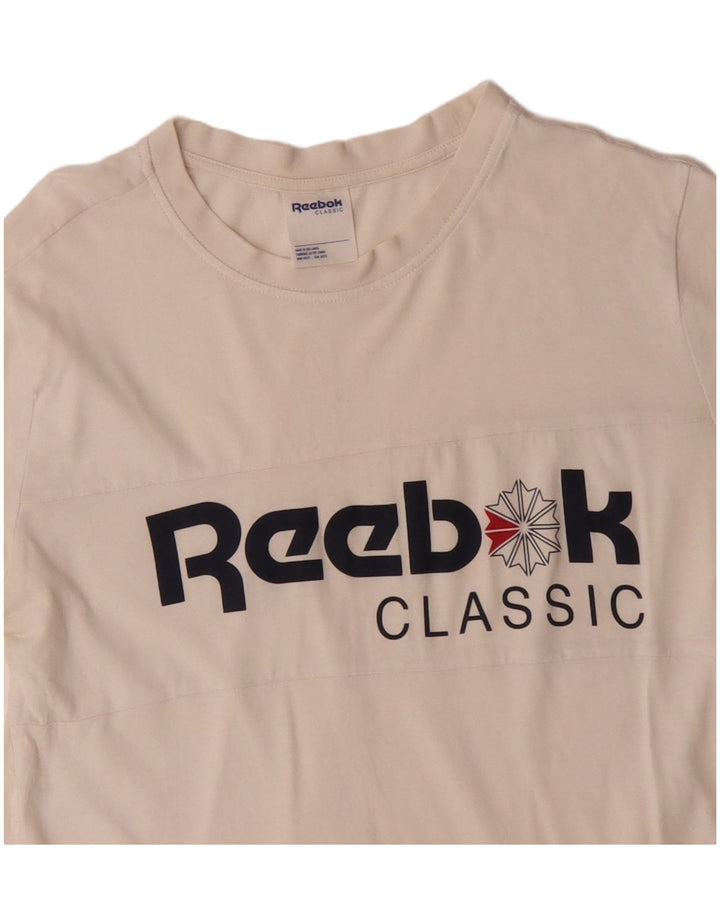 Reebok ženska majica kratkih rukava s grafičkim motivima, UK 12, srednje bijele boje, pamuk