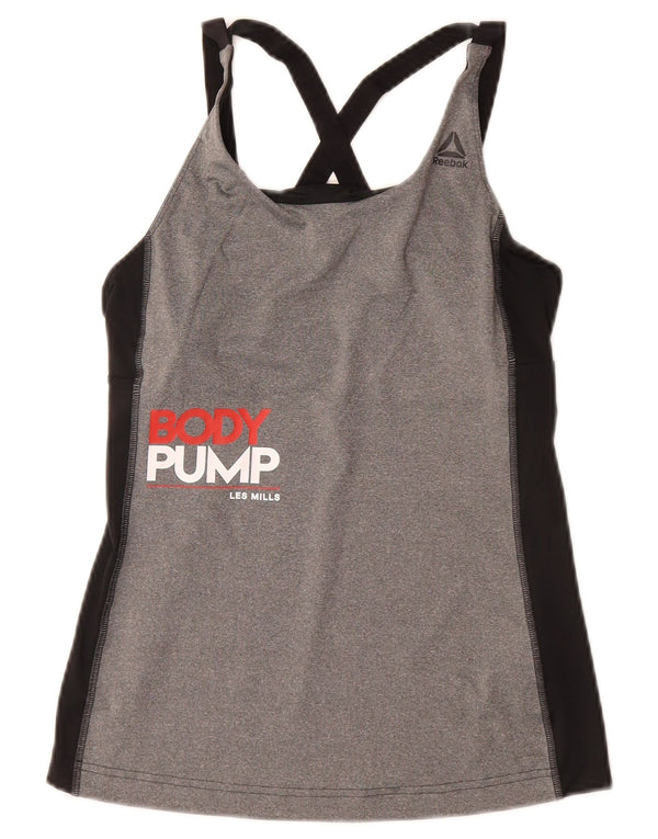 REEBOK Ženski top prsluk Les Mills Graphic UK 4/6 XS Sivi Colourblock