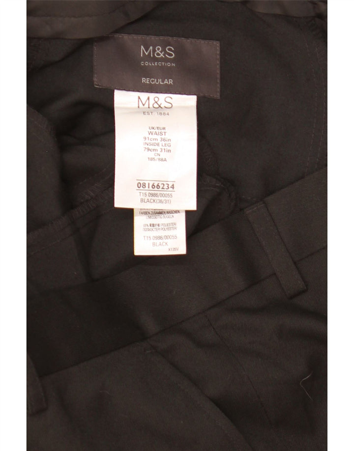 Marks & Spencer muške uobičajene hlače W36 L25 crni poliester