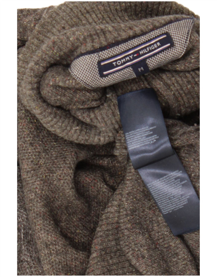 Tommy Hilfiger muški džemper s dugmadima i ovratnikom srednje sive vune