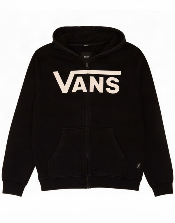 Vans Womens Graphic Zip Hoodie Sweater UK 14 Medium Black Cotton
