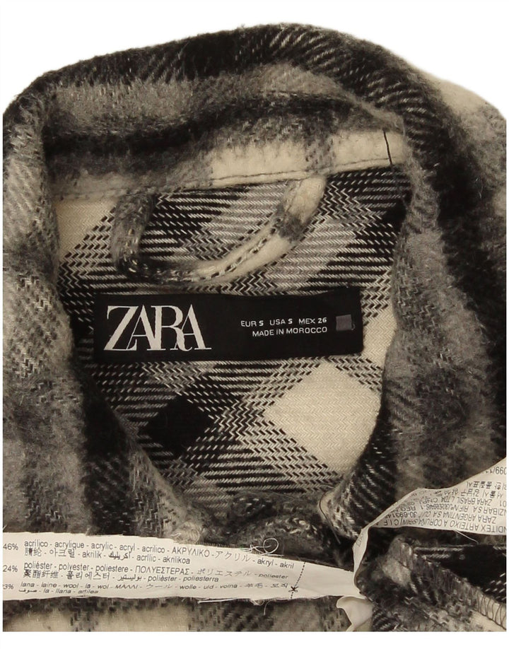 Zara ženska prevelika majica s flanelskom majicom UK 10, mali crni karirani