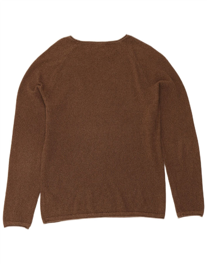 Jack & Jones muški džemper s veznim izrezom, srednje smeđi pamuk