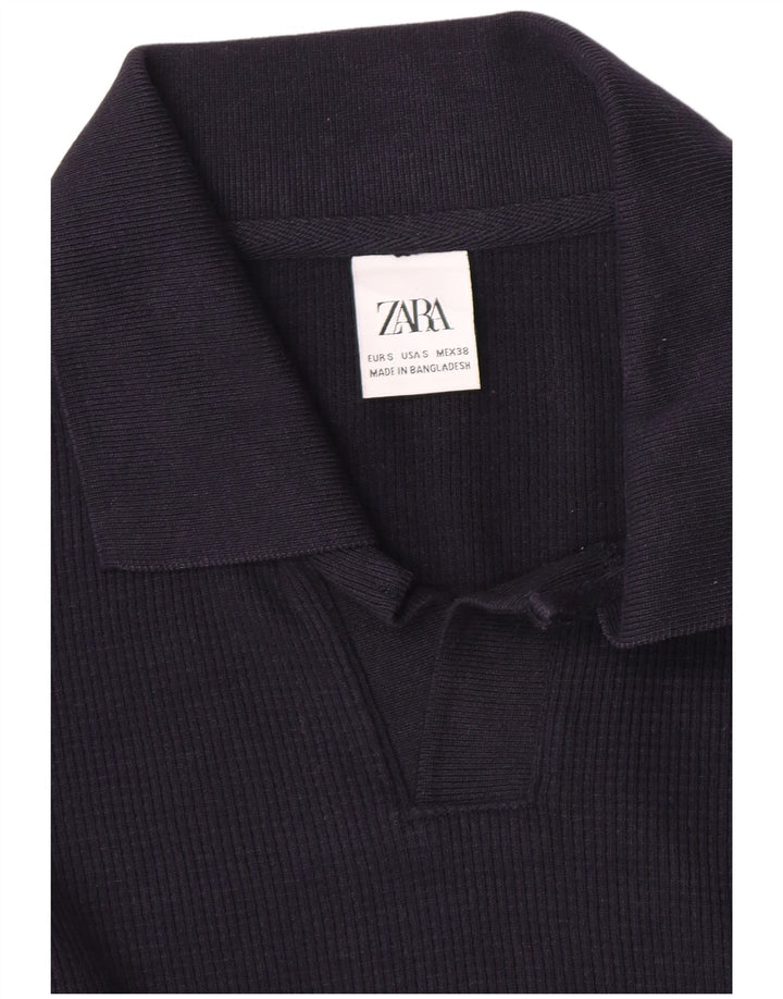 Zara muški pulover s polo ovratnikom mali tamnoplavi