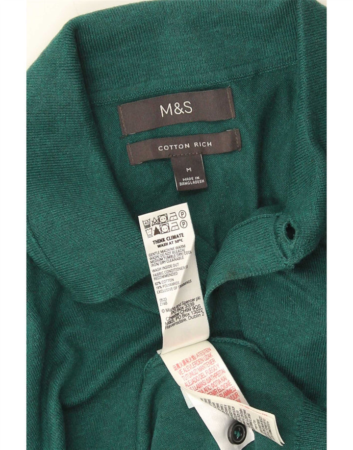 Marks & Spencer muški pulover s polo ovratnikom srednje zelene boje pamuka
