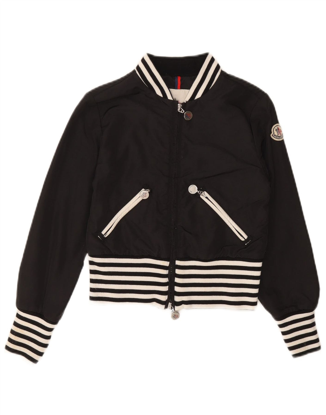 Moncler crna bomber jakna za djevojčice 9-10 godina od poliamida na crne pruge