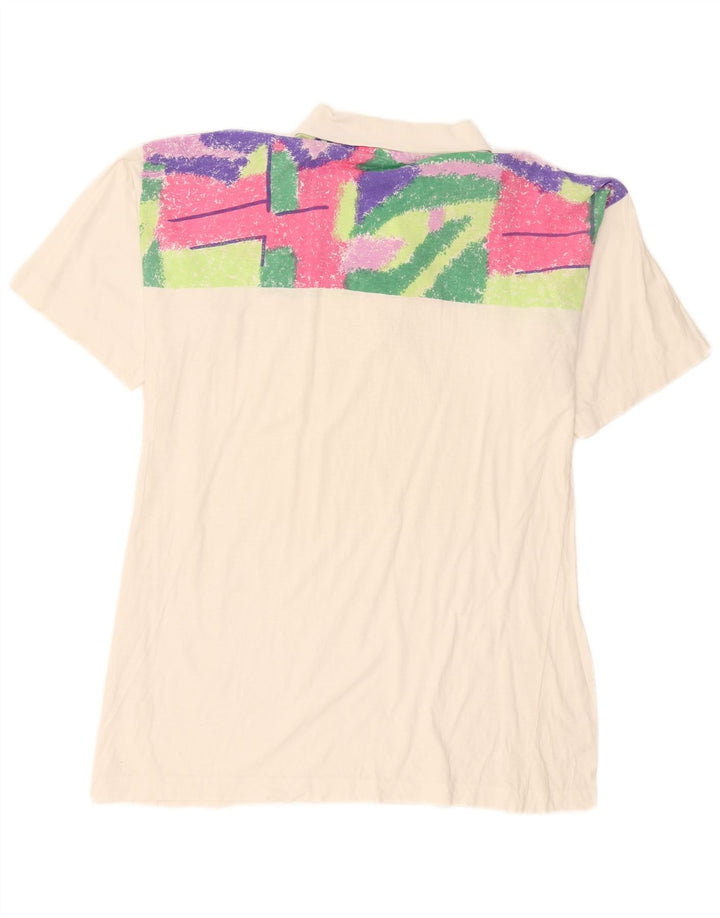Vintage muška polo majica srednje bijele geometrije