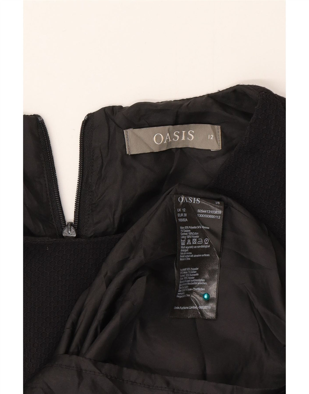 Oasis ženska plašt haljina bez rukava UK 12 Srednji crni poliester