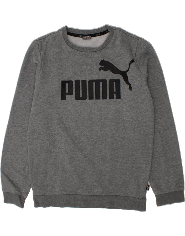 PUMA Boys Graphic Sweatshirt Jumper 13-14 Years Grey Cotton Vintage Puma and Second-Hand Puma from Messina Hembry 