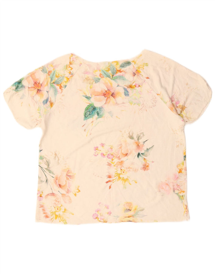 BENETTON Ženska majica kratkih rukava UK 16 Large Off White Floral