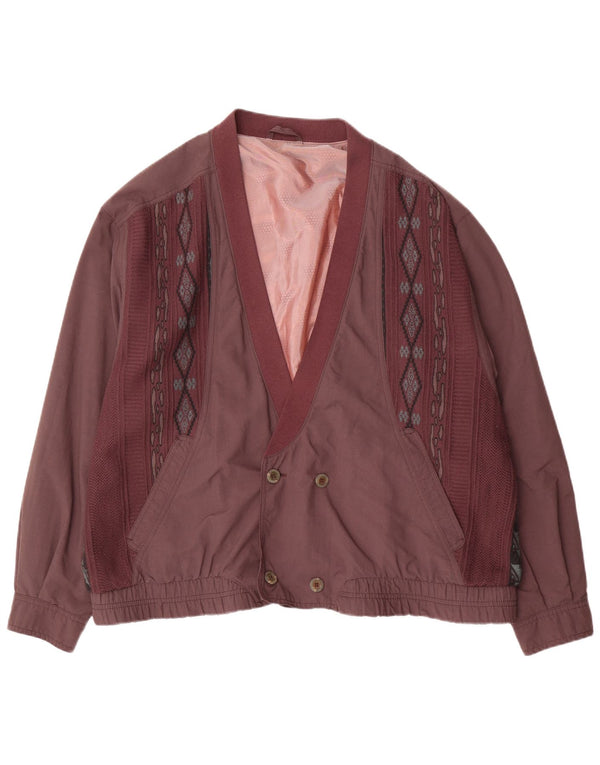 Vintage muška bomber jakna s dvorednim kopčanjem IT 54 2XL ljubičasta geometrijska
