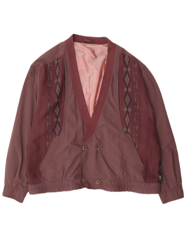 Vintage muška bomber jakna s dvorednim kopčanjem IT 54 2XL ljubičasta geometrijska