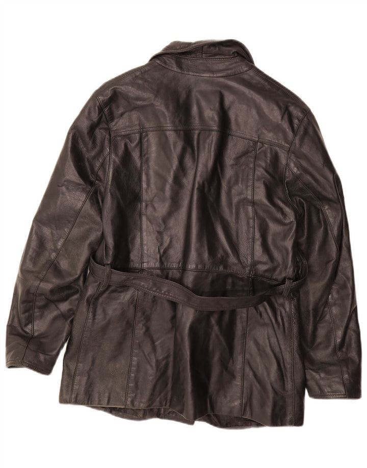 SARAH Womens Leather Jacket IT 42 Medium Black Leather