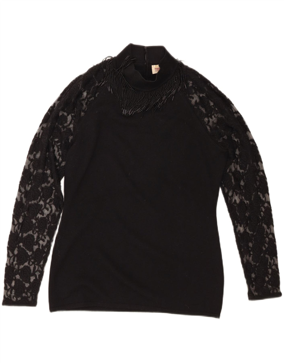 Roccobarocco ženska majica dugih rukava UK 14 Srednja crna merino vuna