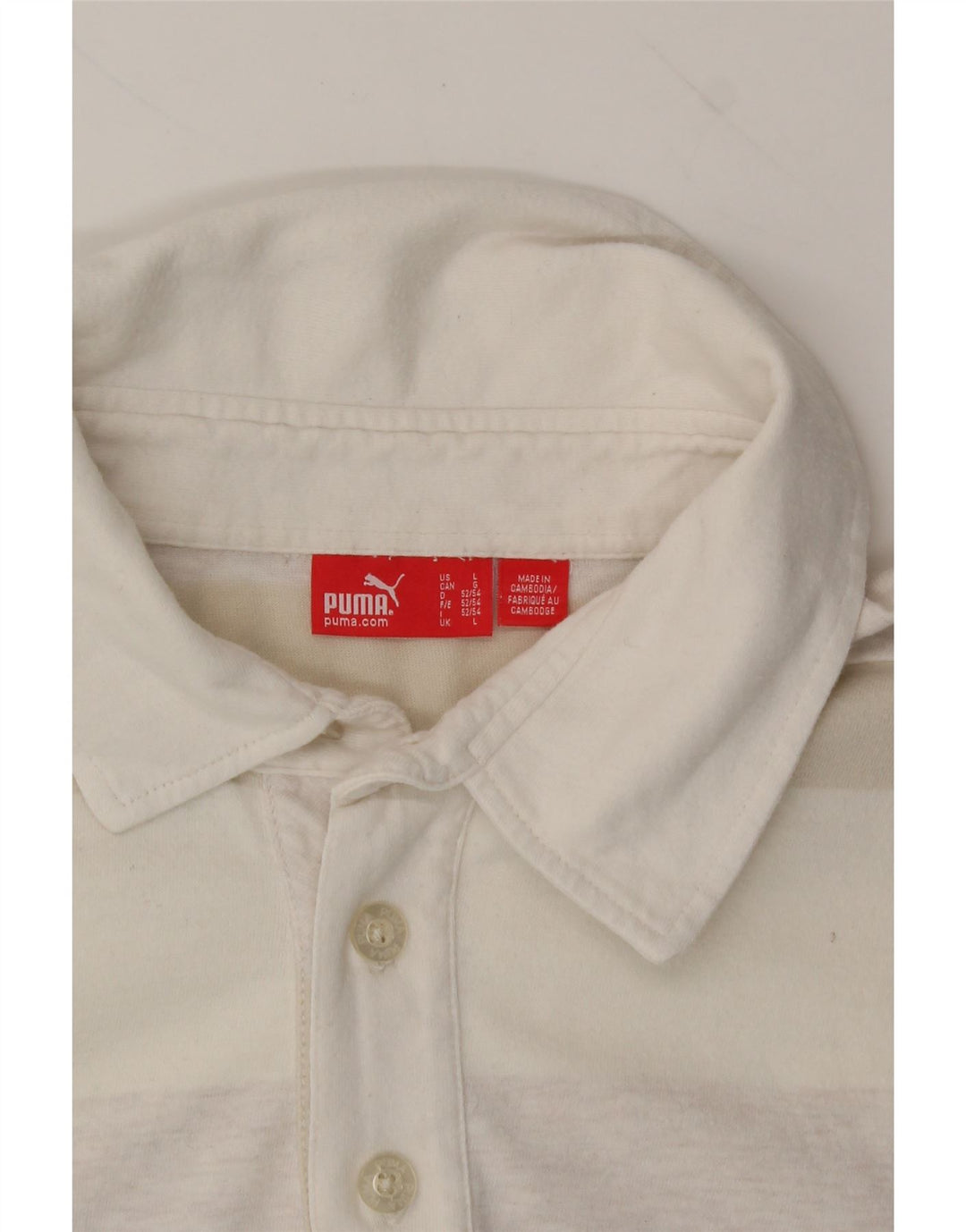 PUMA Mens Polo Shirt Large Beige Striped Cotton Vintage Puma and Second-Hand Puma from Messina Hembry 