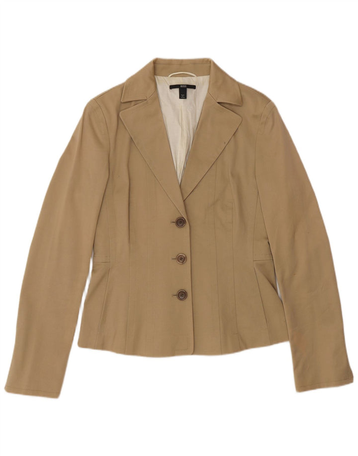 Hugo Boss Ženska jakna s 3 gumba UK 10 Small Beige Cotton Classic