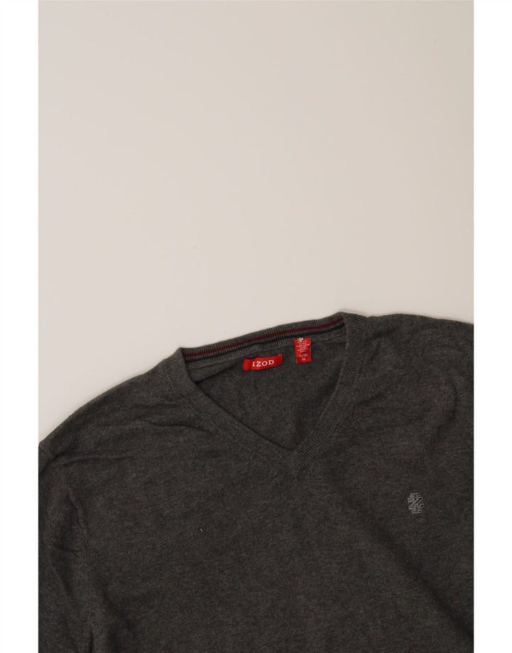 IZOD Mens V-Neck Jumper Sweater XL Grey Cotton Vintage Izod and Second-Hand Izod from Messina Hembry 