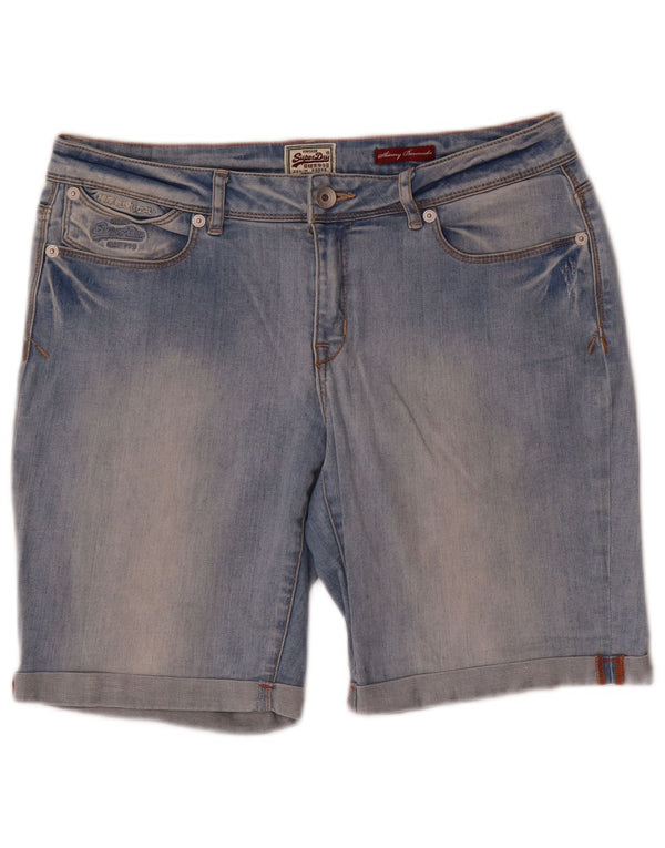 Superdry ženske bermuda uske traper kratke hlače W30 srednje plavi pamuk