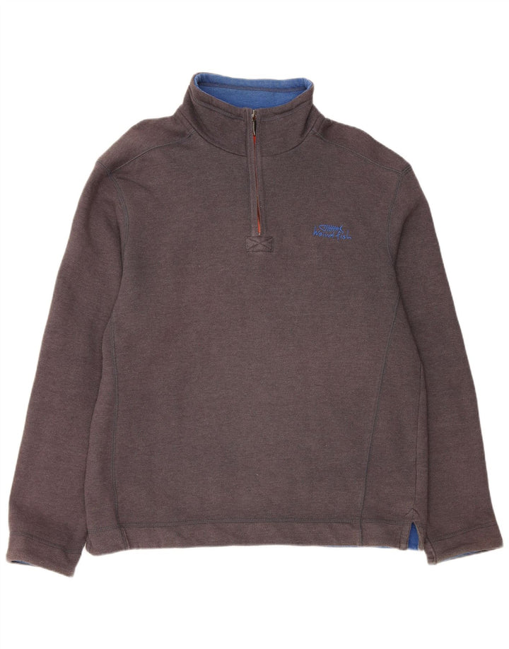 Weird Fish Muški džemper s izrezom i srednje sivim pamukom