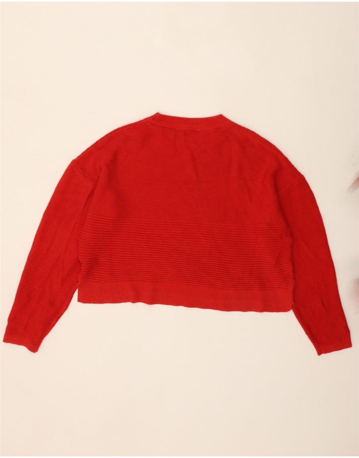 OASIS Womens Oversized Crop Crew Neck Jumper Sweater UK 16 Large Red Vintage Oasis and Second-Hand Oasis from Messina Hembry 