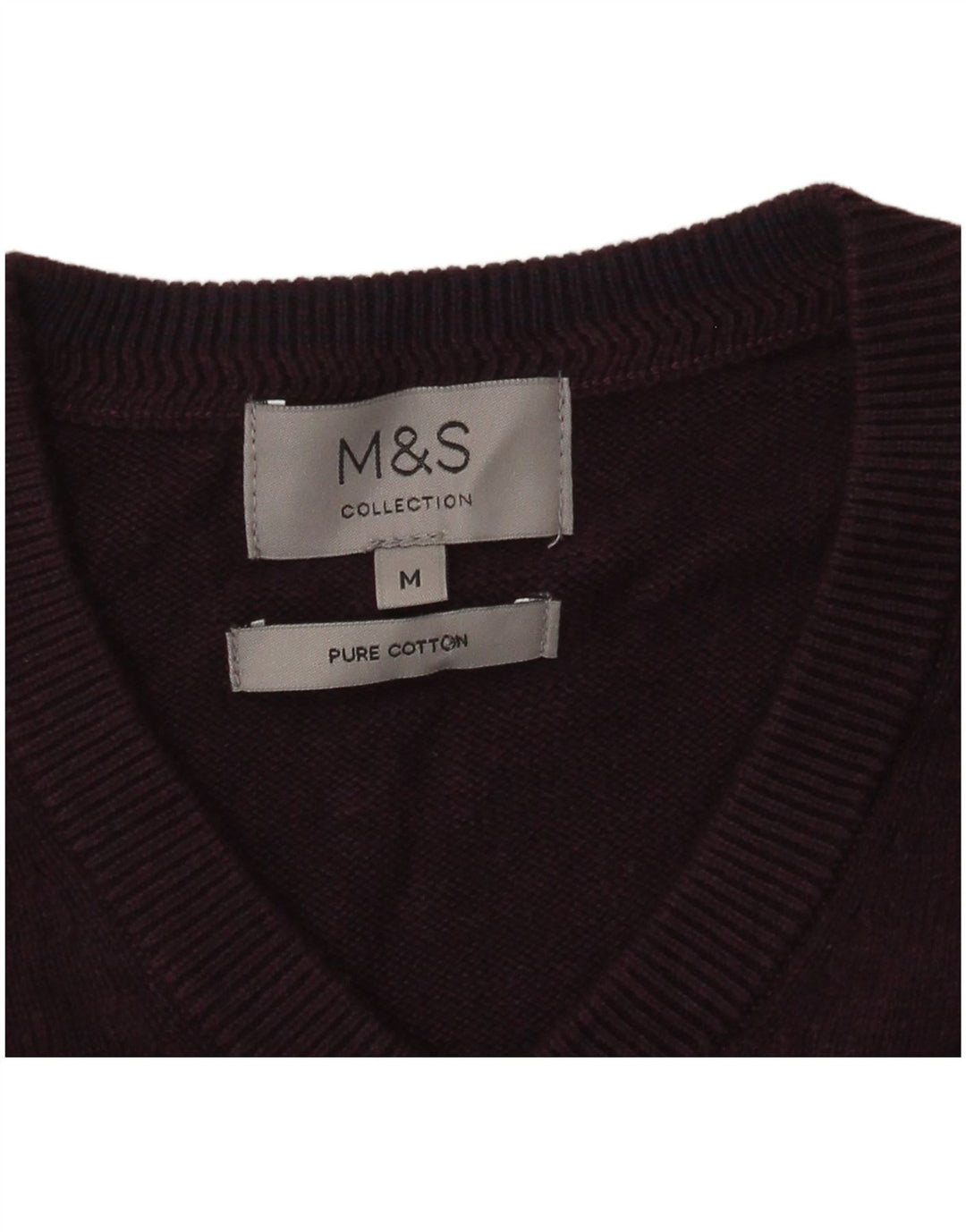 Marks & Spencer muški džemper s V-izrezom Srednje ljubičasti pamuk