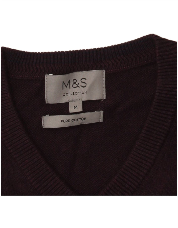 Marks & Spencer muški džemper s V-izrezom Srednje ljubičasti pamuk
