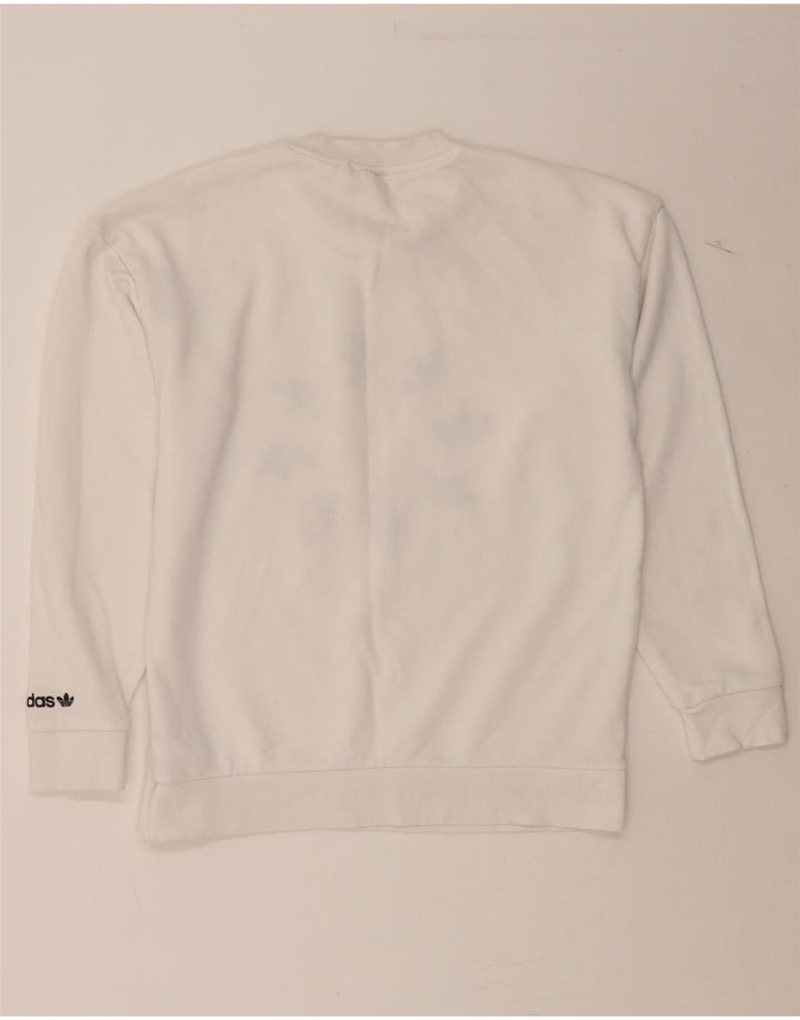 ADIDAS Mens Graphic Sweatshirt Jumper Medium White Cotton Vintage Adidas and Second-Hand Adidas from Messina Hembry 