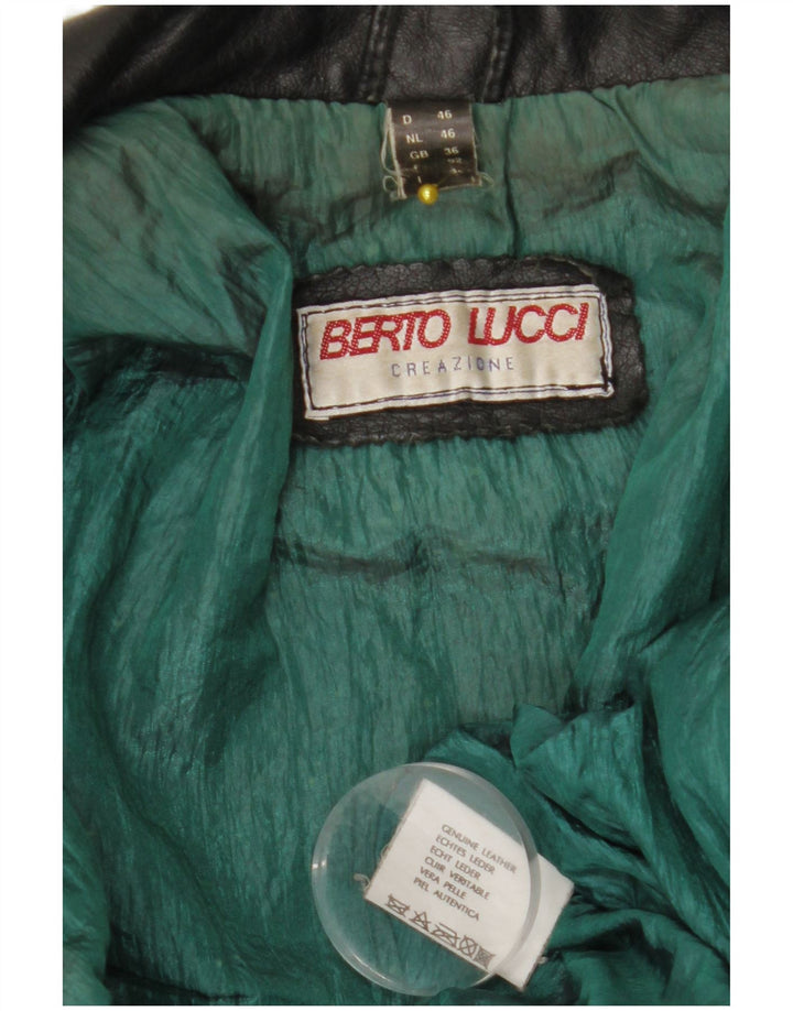 BERTO LUCCI Muška kožna biciklistička jakna UK 36 Mala crna kožna