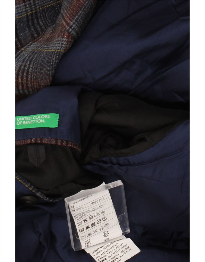 Benetton muški sako sa 2 gumba UK 38 Srednje tamnoplava karirana vuna
