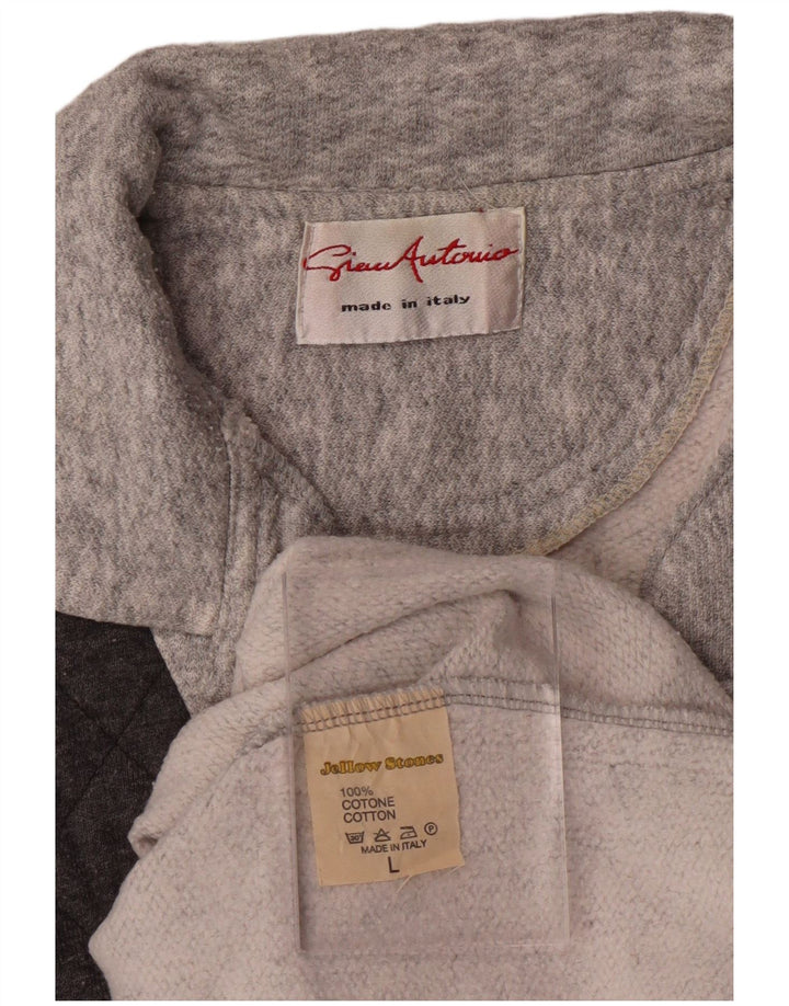 VINTAGE Muška majica s polo izrezom, veliki sivi pamuk u blokovima boja