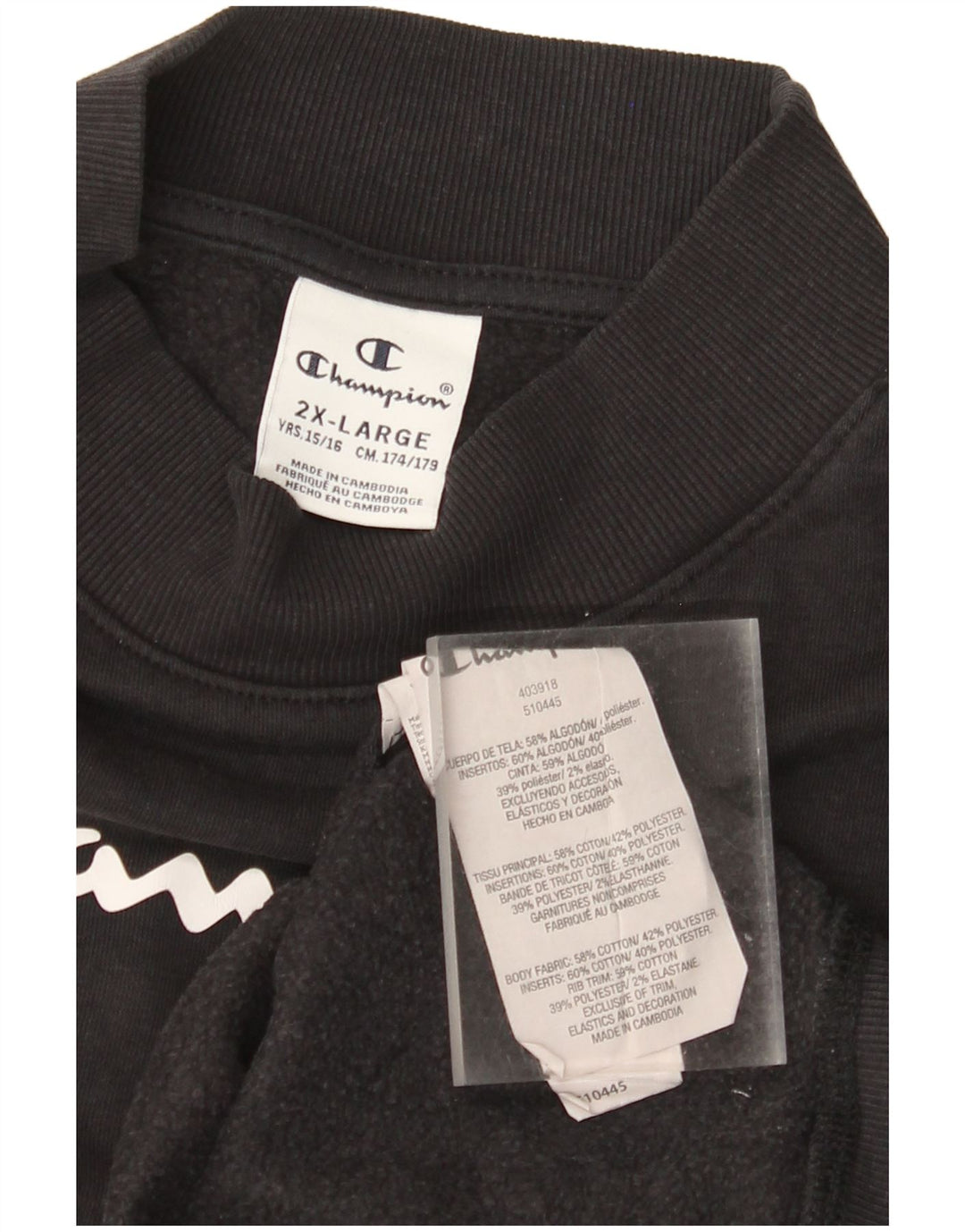 CHAMPION Dječački džemper s grafičkim motivima 15-16 godina 2XL crni pamuk